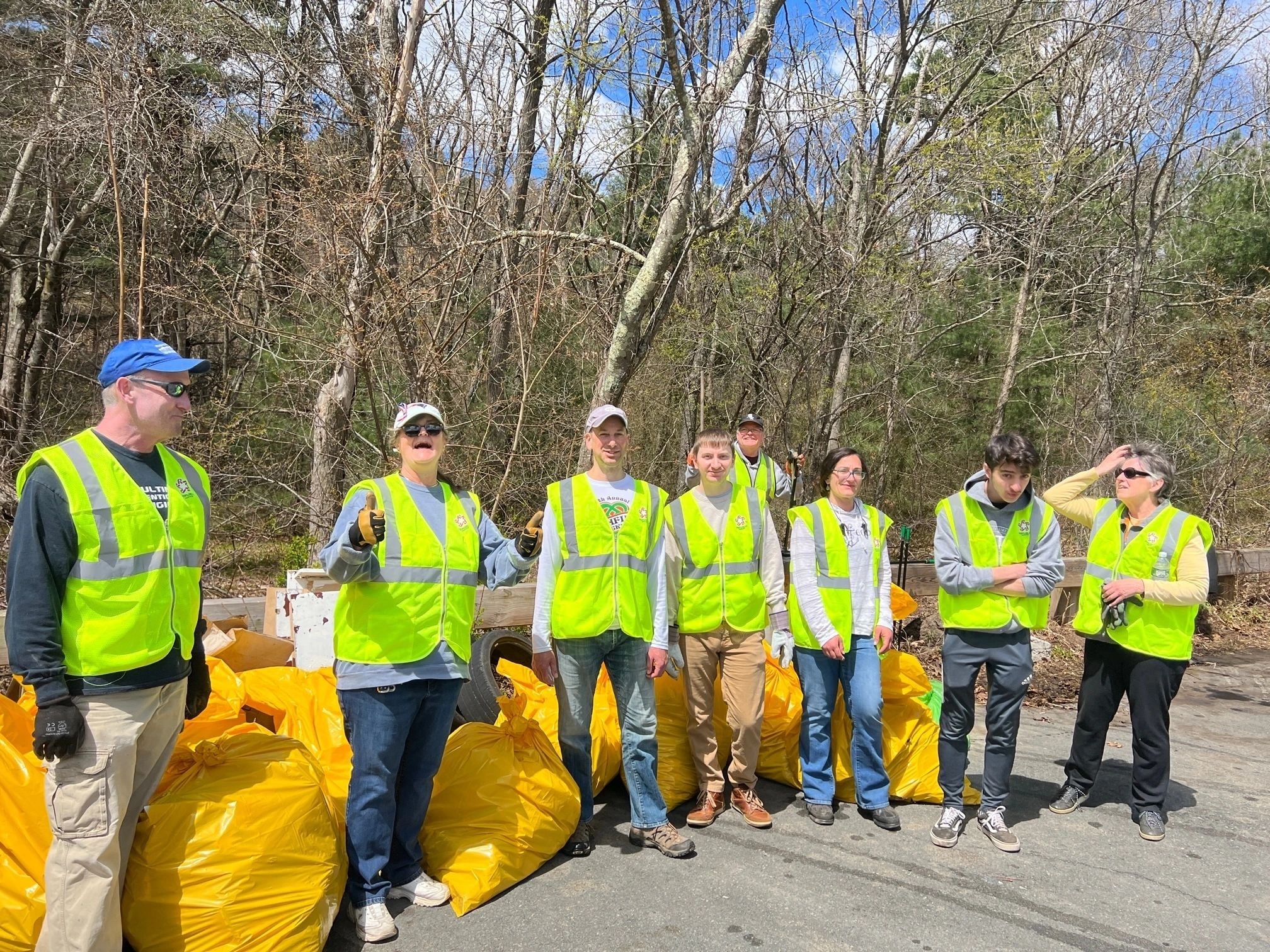 Community members picking up litter outdoors